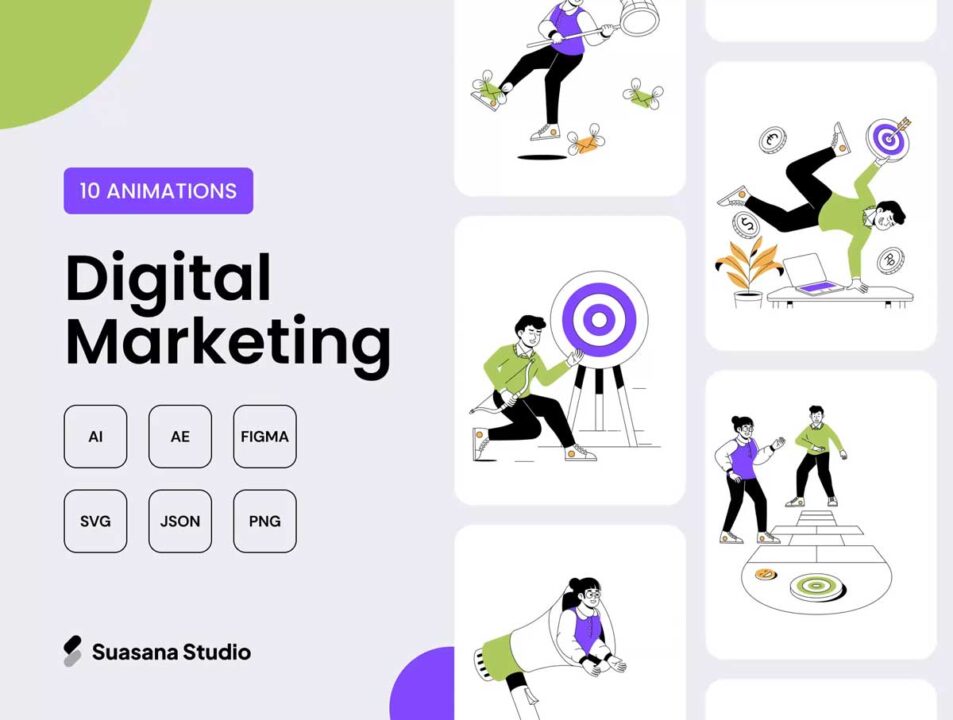 Digital-高品质数字营销Lottie动画插画设计素材